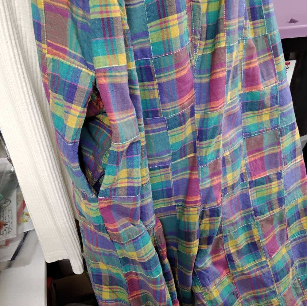 3999 Size Large Petite Sleeveless Plaid Wide-Leg Jumpsuit - Multicolor - Picture 3 of 5